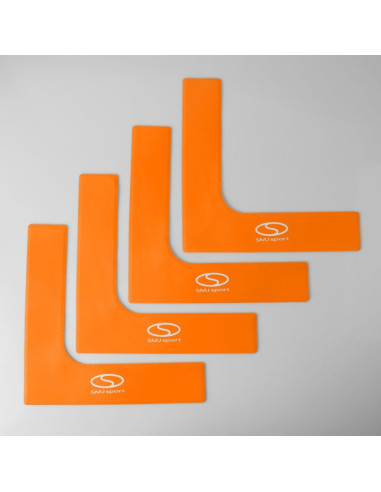 Płaskie znaczniki pola - narożniki 25x25 cm 4 szt. jaskrawe pomarańczowe smj sport zpn-o