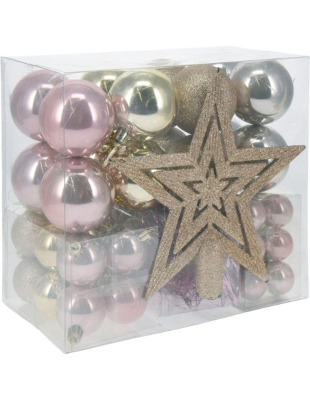 Zestaw 54 elementy do dekoracji bombki czubek champagne pink