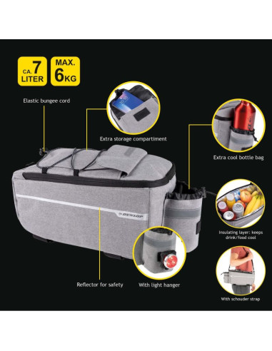 Torba sakwa termiczna na rower mocowanie na tył bagażnik 7l dunlop