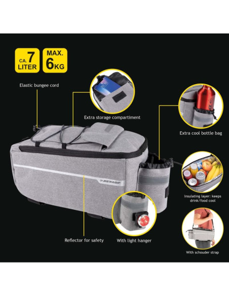 Torba sakwa termiczna na rower mocowanie na tył bagażnik 7l dunlop