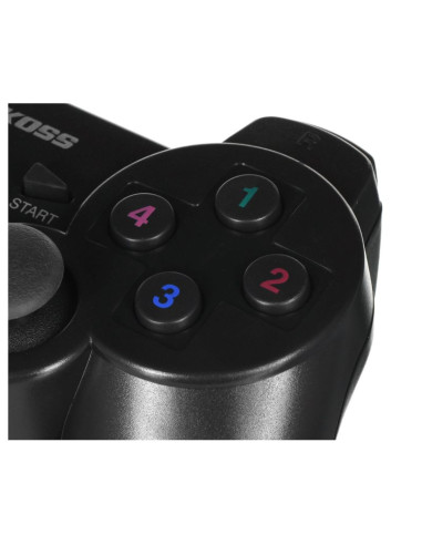 Vakoss gamepad bezprzewodowy usb z funkcją dual shock, pc/ps3, tryb cyfrowy i analogowy,  gp-4705bk czarny