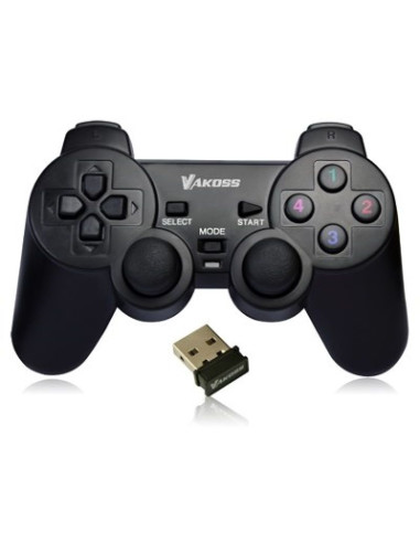 Vakoss gamepad bezprzewodowy usb z funkcją dual shock, pc/ps3, tryb cyfrowy i analogowy,  gp-4705bk czarny