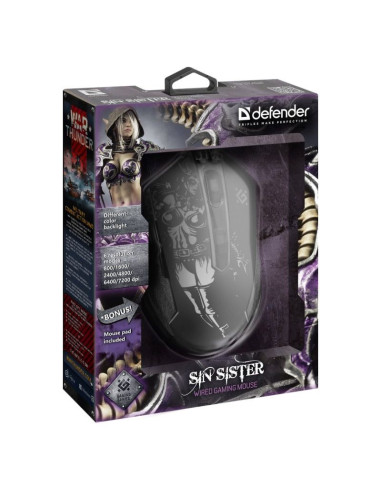 Defender mysz przewodowa gamingowa sin'sister gm-933 optic 7200 dpi 6p 52933