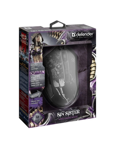 Defender mysz przewodowa gamingowa sin'sister gm-933 optic 7200 dpi 6p 52933