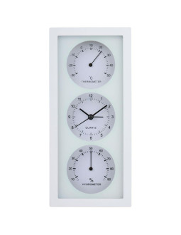 Zegar budzik termometr higrometr 26x5x12cm articasa biały
