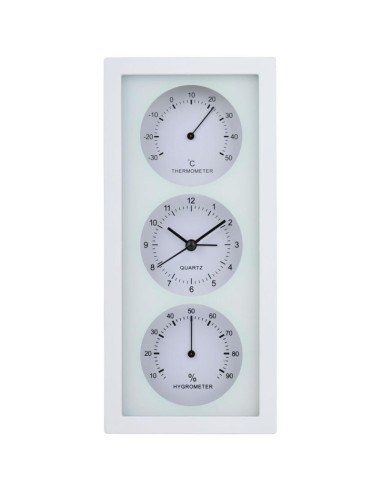 Zegar budzik termometr higrometr 26x5x12cm articasa biały