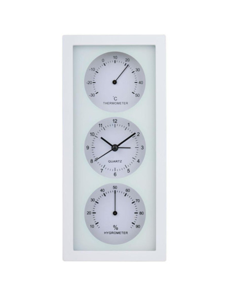 Zegar budzik termometr higrometr 26x5x12cm articasa biały