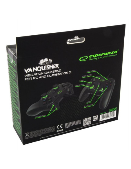 Gamepad esperanza vanquisher egg110k (pc, ps3  kolor czarny, kolor zielony)