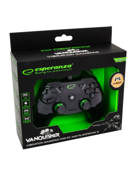Gamepad esperanza vanquisher egg110k (pc, ps3  kolor czarny, kolor zielony)