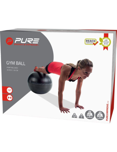 Piłka do ćwiczeń fitness 65cm czarna pure 2 improve