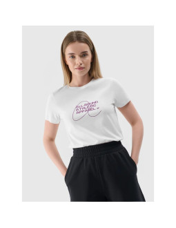T-shirt slim z nadrukiem damski 4f 4frss24ttshf2499-10s
