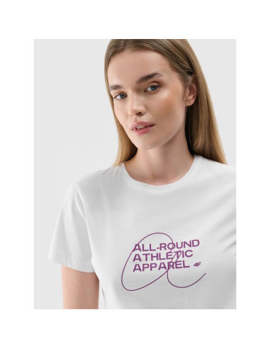 T-shirt slim z nadrukiem damski 4f 4frss24ttshf2499-10s