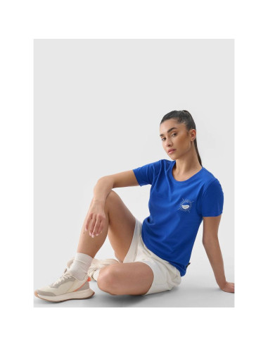 T-shirt regular z nadrukiem damski 4f 4frss24ttshf2547-36s
