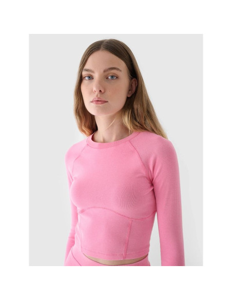 Longsleeve cropped gładki damski 4f 4fraw24tlonf503-54s