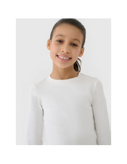 Longsleeve slim crop top gładki dziewczęcy 4f 4fjwss25tlonf430-11s