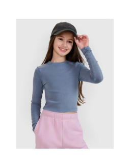Longsleeve slim crop top gładki dziewczęcy 4f 4fjwss25tlonf430-32s 2
