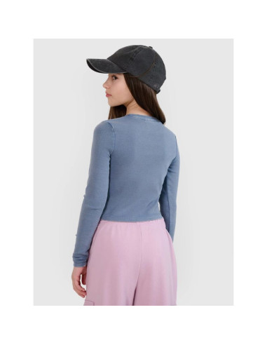 Longsleeve slim crop top gładki dziewczęcy 4f 4fjwss25tlonf430-32s