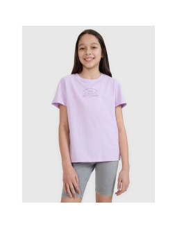 T-shirt regular z nadrukiem dziewczęcy 4f 4fjwss25ttshf1871-52s