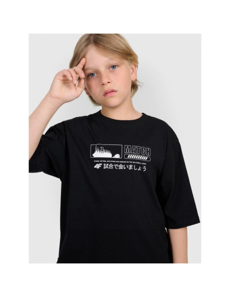 T-shirt oversize z nadrukiem chłopięcy 4f 4fjraw25ttshm3065-20s