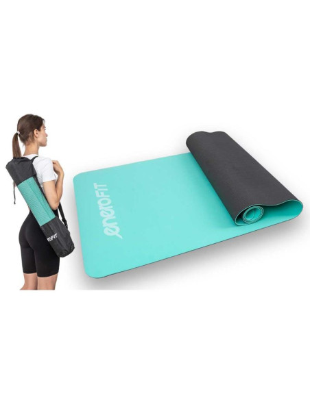 Mata do jogi i fitness tpe antypoślizgowa miętowo-szara enero fit