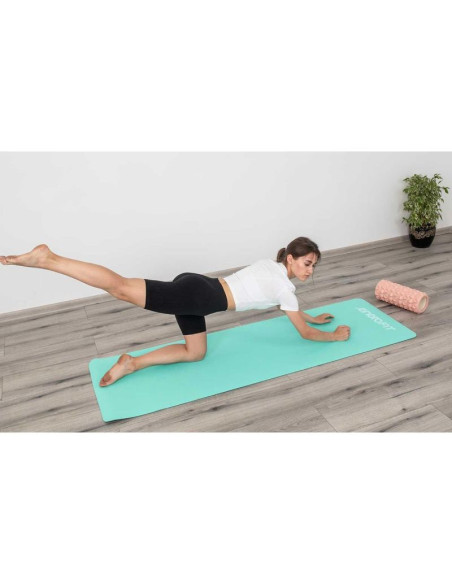 Mata do jogi i fitness tpe antypoślizgowa miętowo-szara enero fit