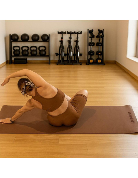 Mata do jogi i fitness tpe antypoślizgowa brązowa enero fit