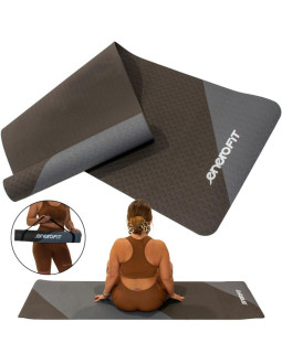 Mata do jogi i fitness tpe antypoślizgowa szaro-czarna enero fit