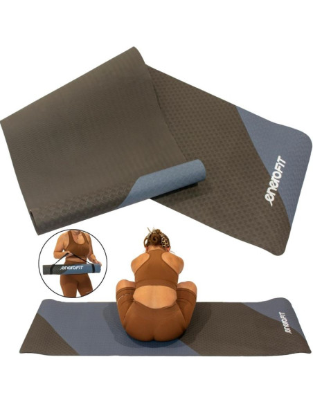 Mata do jogi i fitness tpe antypoślizgowa czarno-niebieska enero fit