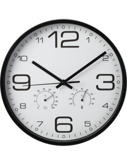 Zegar ścienny 30cm z termomentrem czarny