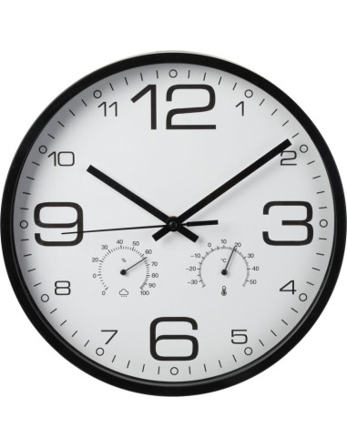 Zegar ścienny 30cm z termomentrem czarny