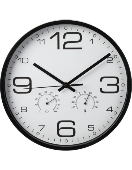 Zegar ścienny 30cm z termomentrem czarny