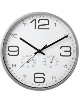 Zegar ścienny 30cm z termomentrem srebrny