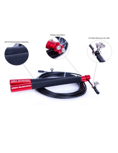 Skakanka aluminiowa z łożyskami, 3-metrowa | czerwona | sk54