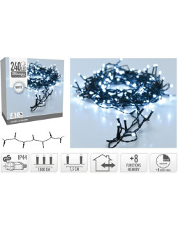 Lampki choinkowe łańcuch świetlny 240 led timer zimny biały
