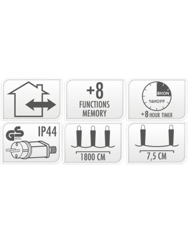 Lampki choinkowe łańcuch świetlny 240 led timer zimny biały