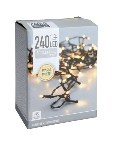Lampki choinkowe łańcuch świetlny 240 led timer ciepły biały