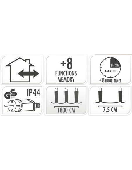 Lampki choinkowe łańcuch świetlny 240 led timer ciepły biały