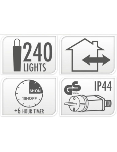 Lampki choinkowe łańcuch świetlny 240led timer multikolor macaron