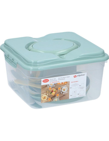 Zestaw naczyń turystyczno piknikowych 21 elementów alpina