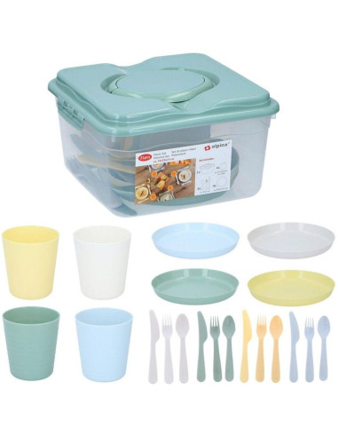 Zestaw naczyń turystyczno piknikowych 21 elementów alpina