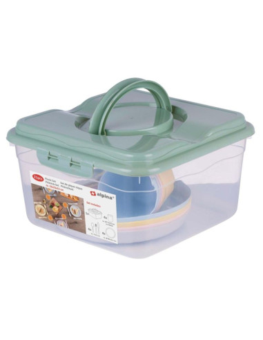 Zestaw naczyń turystyczno piknikowych 21 elementów alpina