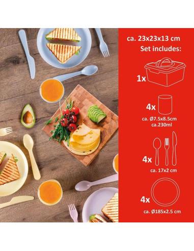 Zestaw naczyń turystyczno piknikowych 21 elementów alpina