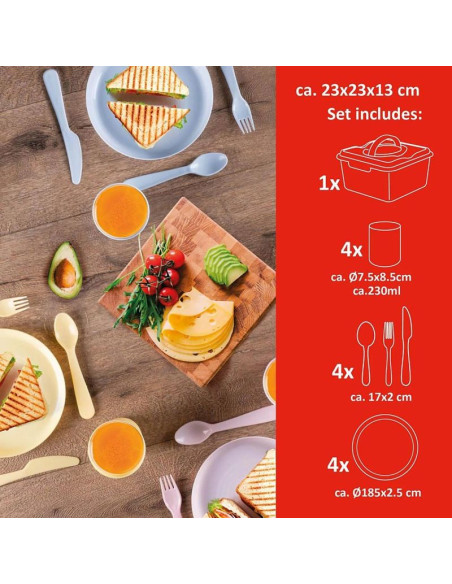 Zestaw naczyń turystyczno piknikowych 21 elementów alpina