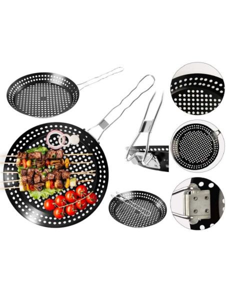 Patelnia do grilowania ze składanym uchwytem non stick czarna