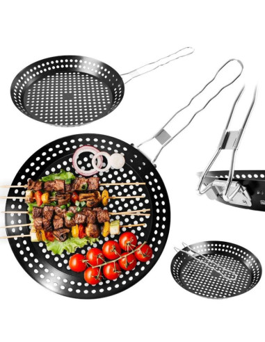 Patelnia do grilowania ze składanym uchwytem non stick czarna
