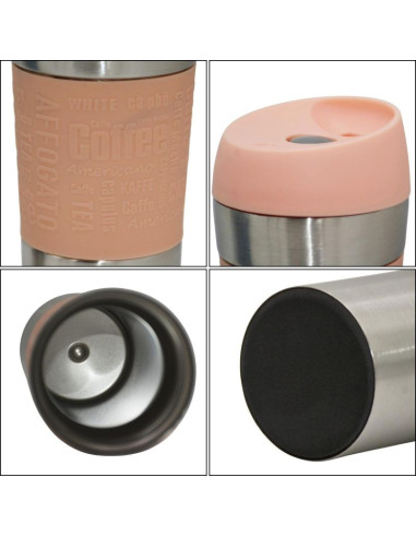 Kubek termiczny turystyczny excellent houseware 350ml różowy