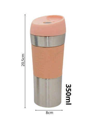 Kubek termiczny turystyczny excellent houseware 350ml różowy
