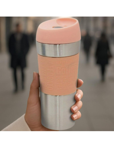 Kubek termiczny turystyczny excellent houseware 350ml różowy