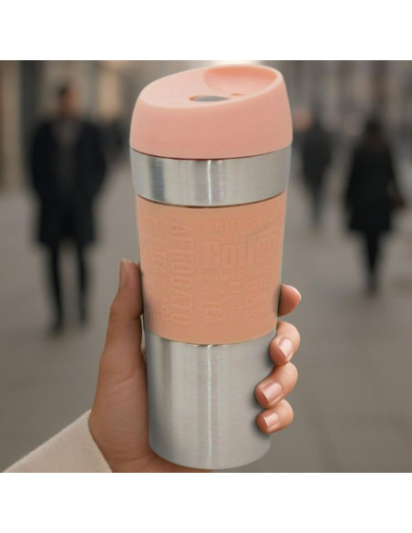 Kubek termiczny turystyczny excellent houseware 350ml różowy