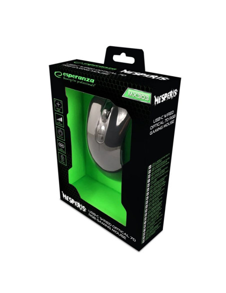 Esperanza mysz przewod. 7d dla graczy hesperis usb-c egm303